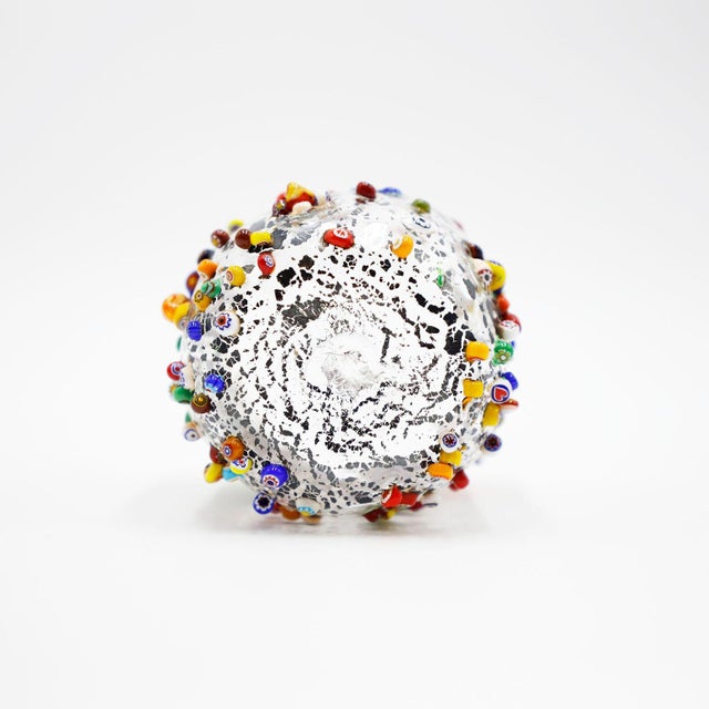 Italian Millefiori Glass Tumbler, Dimpled Crumpled Glass Beaker, Yellow For Sale - Image 3 of 4