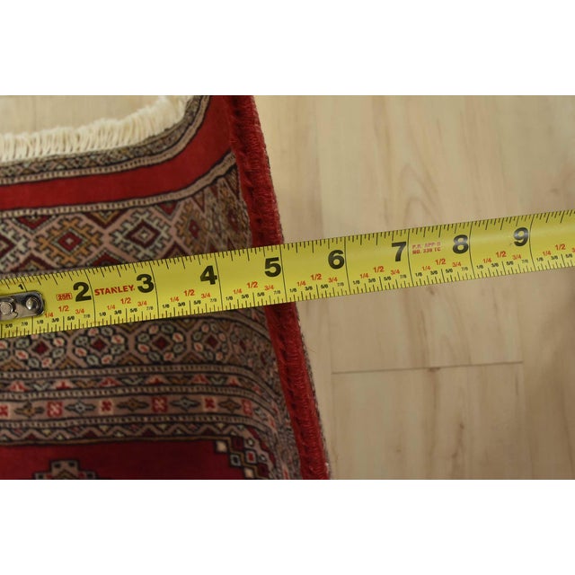 Bokhara Jaldar Rug 3′ X 5′ Red Wool Tribal Hand-Knotted Oriental Carpet For Sale - Image 9 of 11