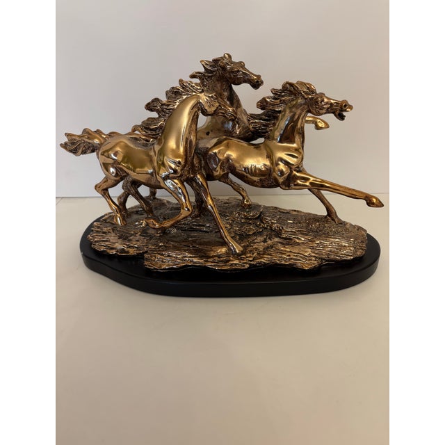Bronze Vintage Horse Sculpture, Depicting "Wild Running Horses" For Sale - Image 8 of 8