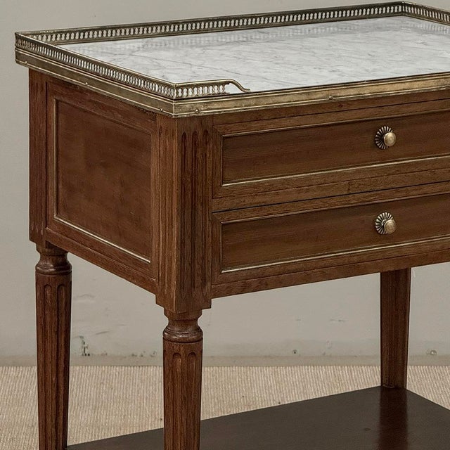 Mid 20th Century French Louis XVI Mahogany Carrara Marble Top End Table For Sale - Image 5 of 10
