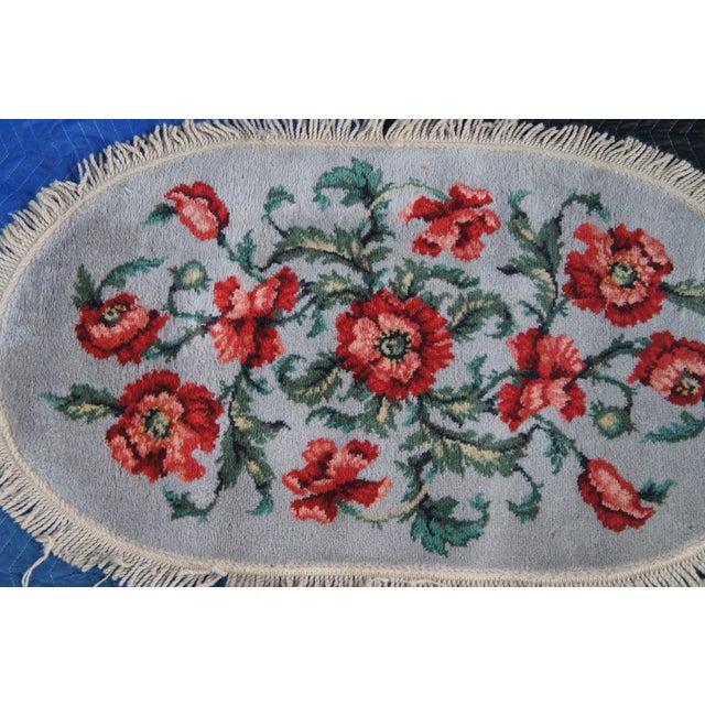 Karastan Decorette Poppy Moderne Floral Oval Area Rug Mat 45" For Sale - Image 4 of 12