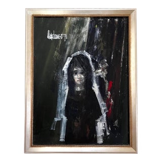 Aldo Luongo Small Face 1971 Original Oil Painting on Canvas, Framed For Sale
