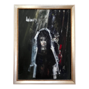 Aldo Luongo Small Face 1971 Original Oil Painting on Canvas, Framed