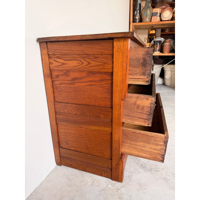 Vintage American Traditional Three Drawer Chest With Brass Handles For Sale - Image 9 of 17