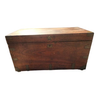 19th Century Rustic Brass Banded Walnut Campaign Chest For Sale