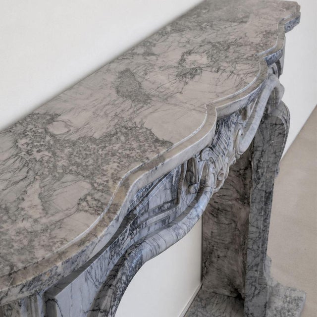 Antique French Fireplace in Bardiglio Imperiale Marble, 1800s For Sale - Image 6 of 12