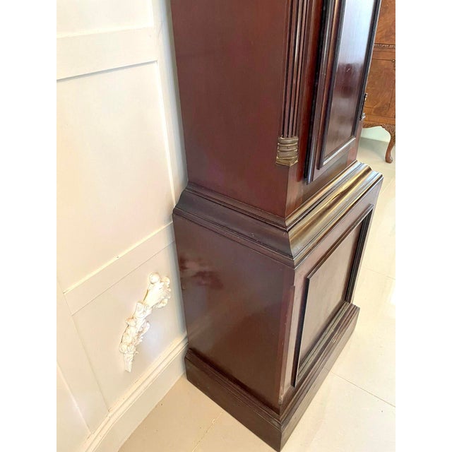 Wood Antique Victorian Mahogany Eight Bell Musical Grandfather Clock by Winsor Bishop Norwich, 1880 For Sale - Image 7 of 17