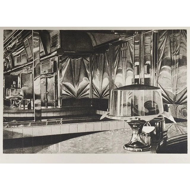 1970s 1979 John Baeder Interior Curlys Diner Photo Realism Mezzotint For Sale - Image 5 of 5