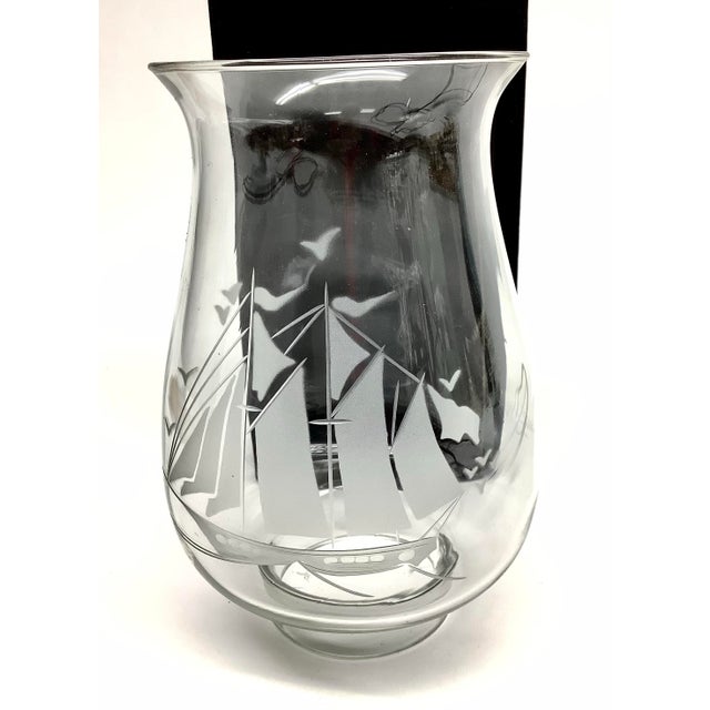 Nautical Mid Century Opaline Milk Glass Hurricane Lamp Nautical Theme For Sale - Image 3 of 8