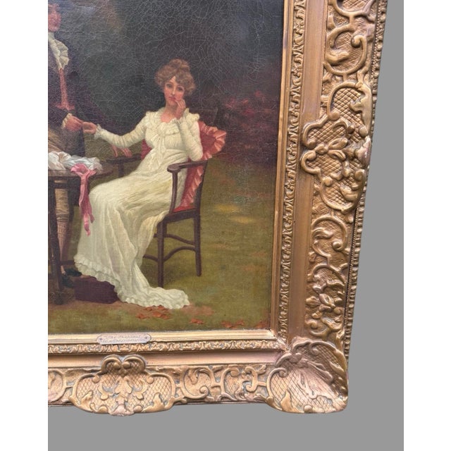 Late 19th Century Antique Victorian Gilt Framed Oil Painting on Canvas the Proposal H. B. Sparks For Sale - Image 5 of 10