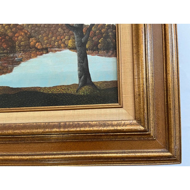 Mid 20th Century Vintage "New England Days" Framed Oil on Canvas Painting by Robert Franke For Sale - Image 5 of 12