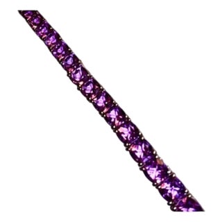 Late 20th Century Sterling Silver 925 Cushion Cut Natural Amethyst Flexible Bracelet For Sale