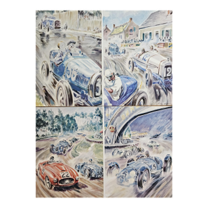 1956 Set of 4 French Racing Car Prints by Geo Ham