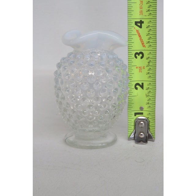 Fenton French Glass Hobnail Opalescent Small Vase Clear White Fluted Rim 4771b For Sale - Image 10 of 14