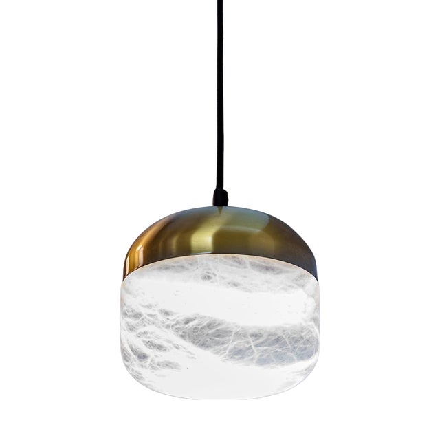 Copper Large Pendant Lamp by United Alabaster For Sale