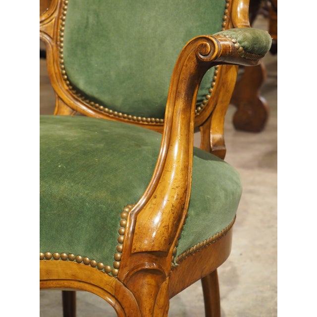 Pair of Antique French Walnut Violin Back Fauteuils, Circa 1885 For Sale - Image 12 of 18