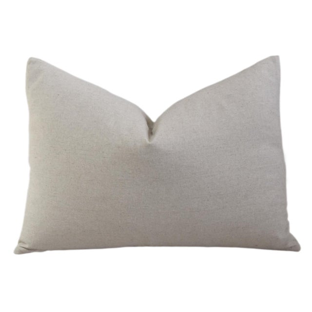 2020s French Gold and Cream Appliqué Stripe Wool & Linen Feather/Down Pillow For Sale - Image 5 of 6