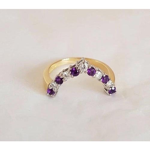 Gold 18ct Gold Diamond & Amethyst Dress Ring, 1995 For Sale - Image 8 of 12