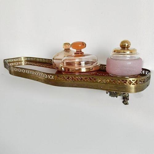 Vintage Wall Console in Wood and Brass, 1950s For Sale - Image 14 of 14
