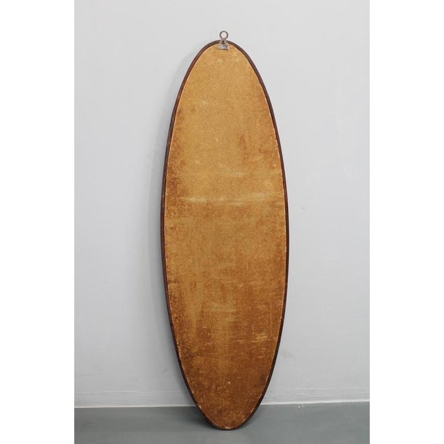 Mid-Century Italian Oval Teak Wall Mirror, 1980s For Sale - Image 9 of 10