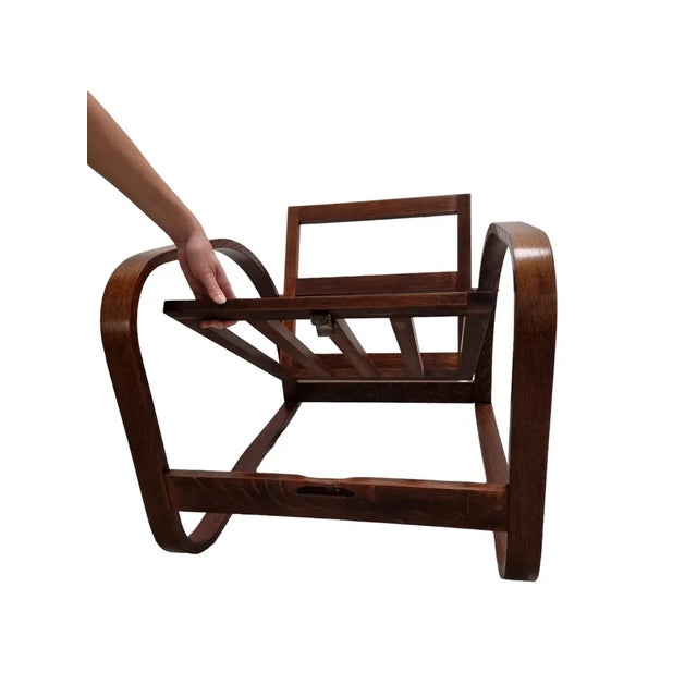 Art Deco H-70 Adjustable Lounge Chair attributed to Jindrich Halabala, Former Czechoslovakia, 1930s For Sale - Image 3 of 9