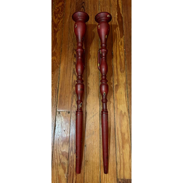 Mid-Century Modern Vintage 34 Inch Iron/Metal Wall Mount Sconce Candle Holders - a Pair For Sale - Image 3 of 6