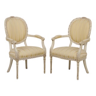 Pair of Henredon Louis XVI Fauteuil Armchairs For Sale