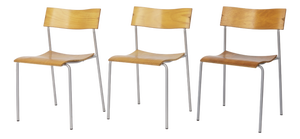Mid-Century Swedish Campus Stacking Chairs in Metal and Beech Plywood from Lammhults, 1970s, Set of 6