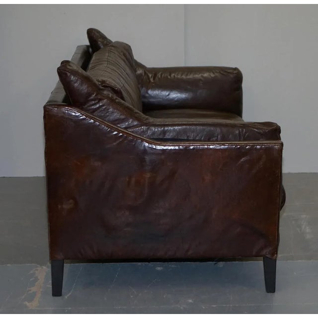 Vintage Brown Leather Sofa For Sale - Image 17 of 18