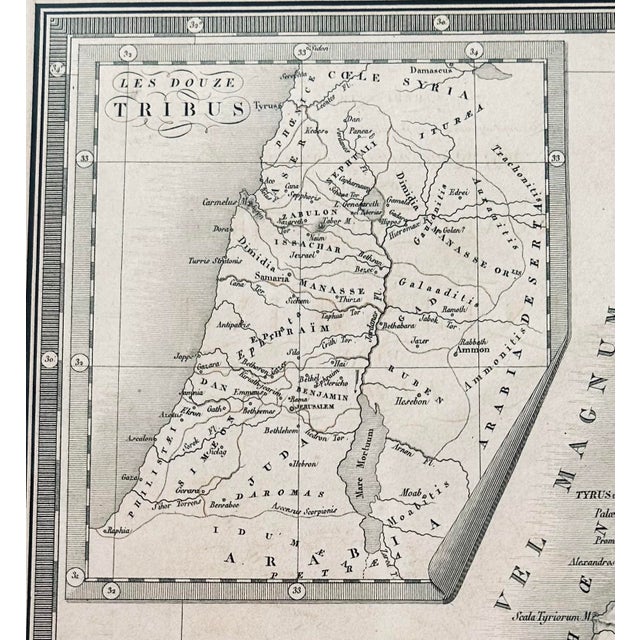 Illustration 1828 French Map of Palestine, Framed For Sale - Image 3 of 5