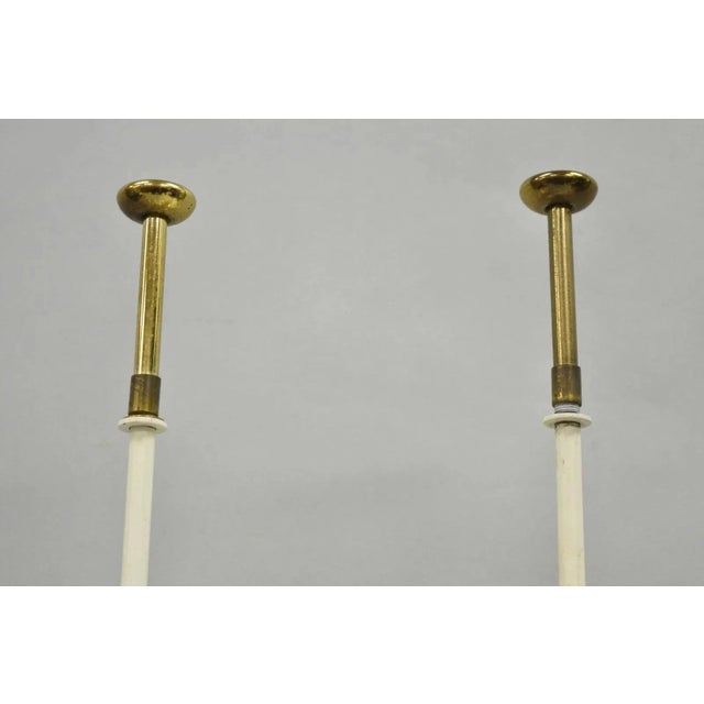 Late 20th Century Late 20th Century Hollywood Regency Tommi Parzinger Style Brass Candlestick Table Lamp Pair For Sale - Image 5 of 12