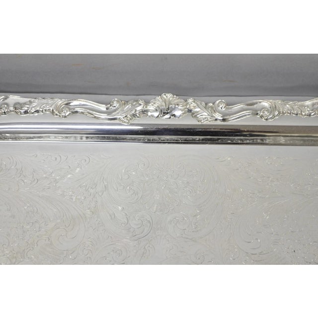 Silver Vintage Sheridan Victorian Silver Plated Footed Butlers Serving Platter Bar Tray For Sale - Image 8 of 14