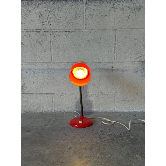 Plastic Red Gooseneck Table Lamp With Adjustable Shade Space Age Mid-Century Modern 1970s For Sale - Image 7 of 10