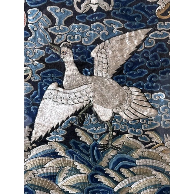 Late 19th Century Framed Chinese Qing Dynasty Embroidered Sixth Rank Badge For Sale - Image 4 of 10