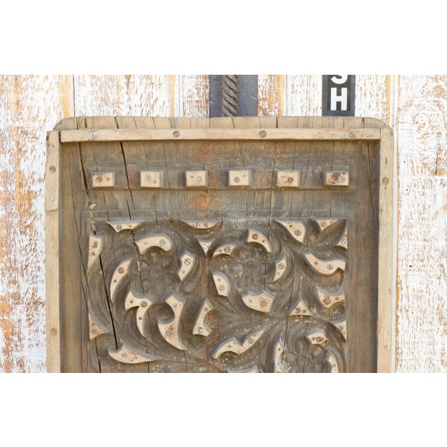 19th Century Antique Floral Motif Block Printing Panel For Sale - Image 5 of 9