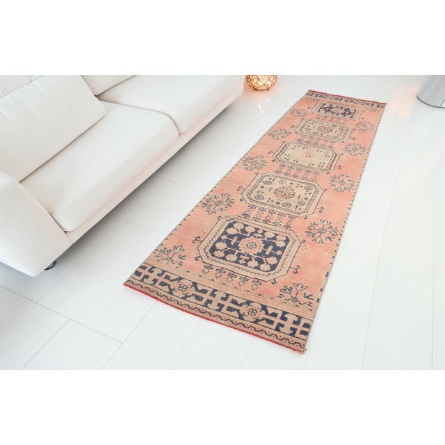Peach Vintage Anatolian Hallway Kurdish Runner For Sale - Image 8 of 10