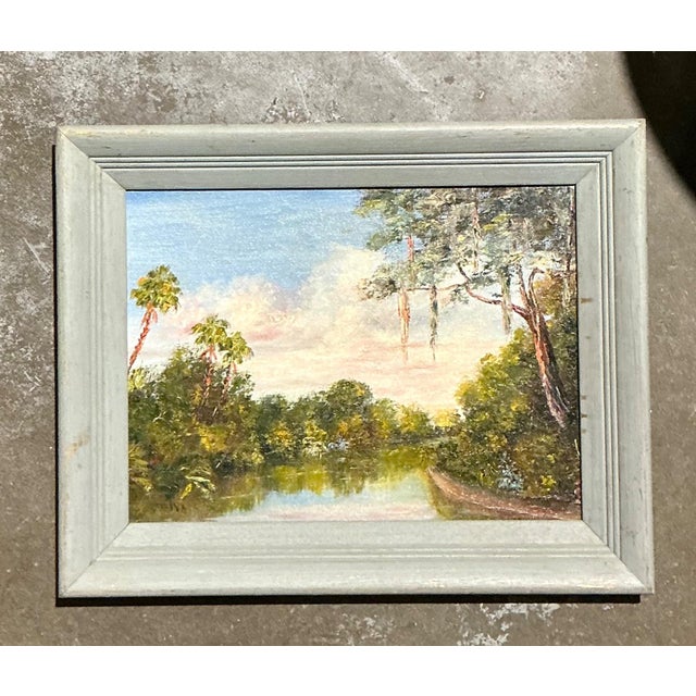Vintage Landscape Oil Painting on Board For Sale - Image 9 of 15