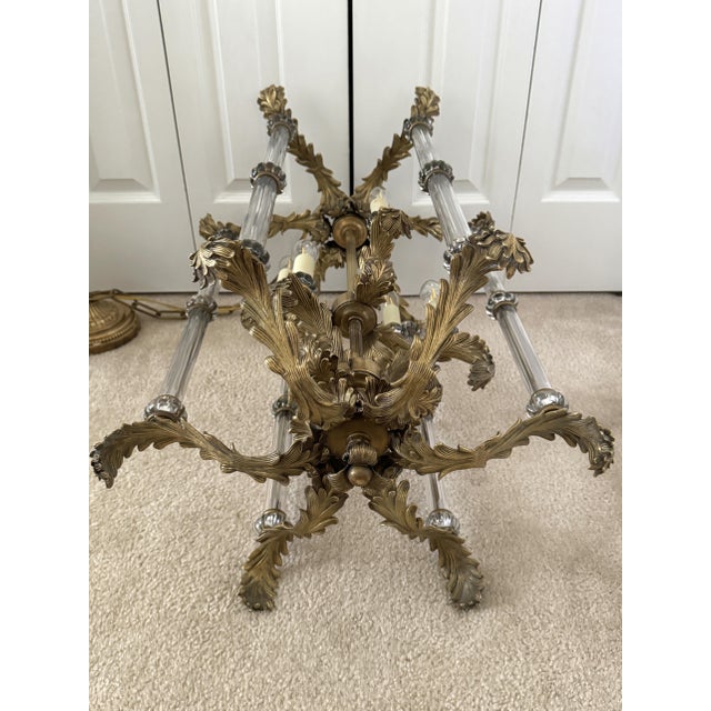 Vintage French Louis XVI Gilded Brass & Crystal Luminaire/Chandelier For Sale - Image 17 of 18