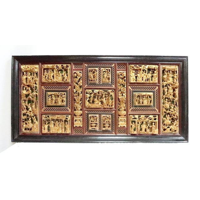 Large Asian Lacquered Wood Panel For Sale - Image 4 of 18