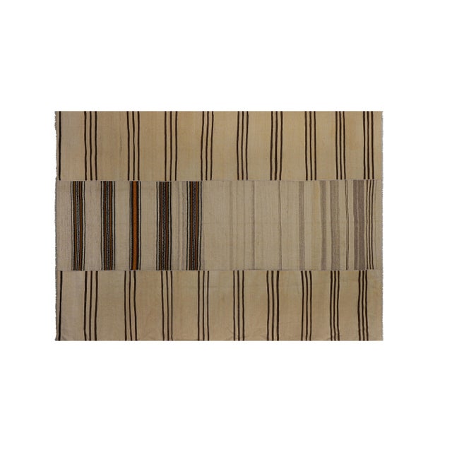 Vintage Striped Organic Hemp Kilim Rug 7'8'' X 11' 94" x 132" / 238 x 336 Cm Hand woven with high quality pure wool...