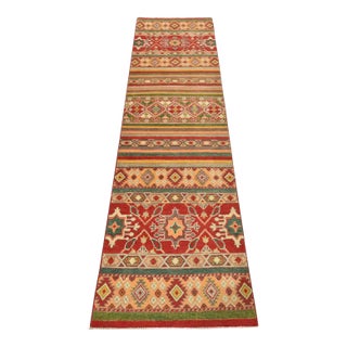 Khorjin Runner 2’8” X 9’4” Multicolor Wool Tribal Hand-Knotted Oriental Rug For Sale