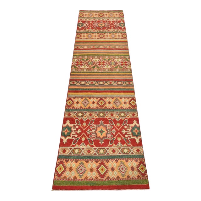 Khorjin Runner 2’8” X 9’4” Multicolor Wool Tribal Hand-Knotted Oriental Rug For Sale
