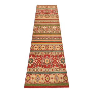 Khorjin Runner 2’8” X 9’4” Multicolor Wool Tribal Hand-Knotted Oriental Rug