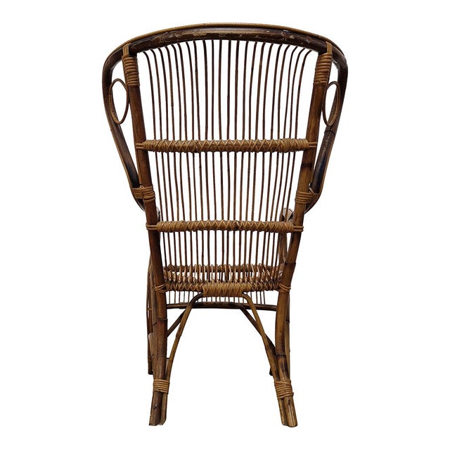 Wood Bamboo and Rattan Armchair, 1950s For Sale - Image 7 of 8