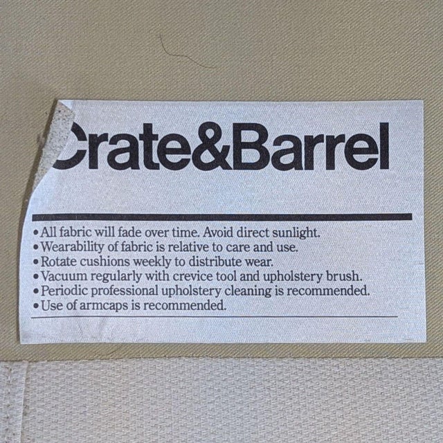 Textile Crate and Barrel Petrie Modern 3-Seat Sofa - Cream Upholstery For Sale - Image 7 of 10