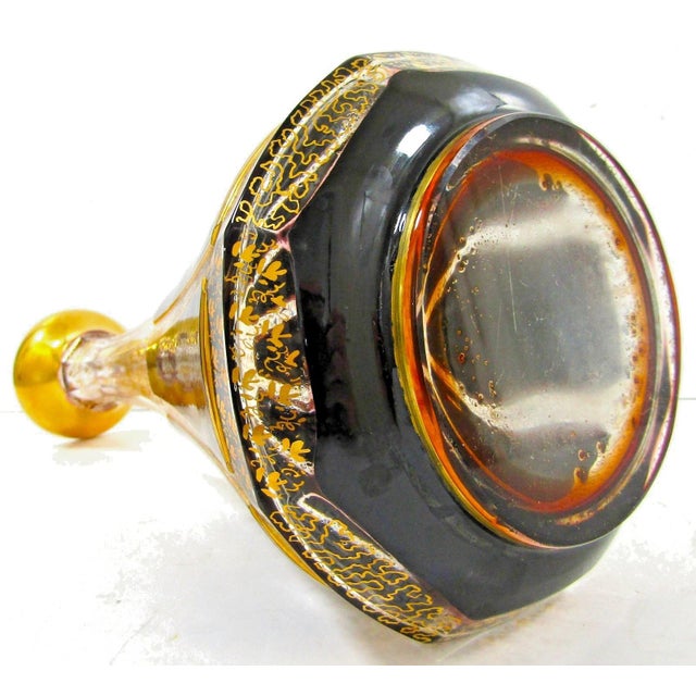 Black 1950s Mid-Century Modern Moser Black Paneled and Gold Fleck Cut Crystal Wine Decanter Carafe For Sale - Image 8 of 9