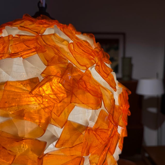 Orange Mid 20th Century Mid Century Modern Chunky Lucite Swag Lamp Lantern For Sale - Image 8 of 11