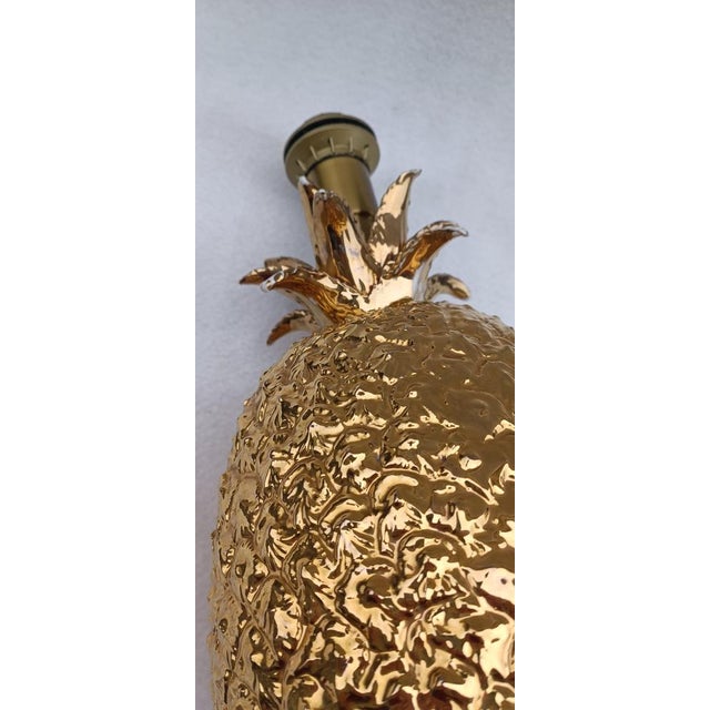 Golden Ceramic Pineapple Table Lamp, 1970s For Sale - Image 3 of 11