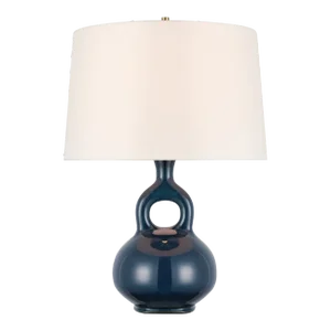 Champalimaud for Visual Comfort Signature Lamu Large Table Lamp in Mixed Blue Brown with Linen Shade