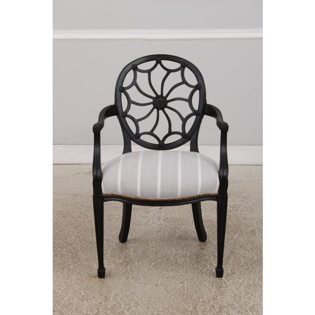 Traditional Set of 8 Spiral Web Back Dining Chairs For Sale - Image 3 of 18